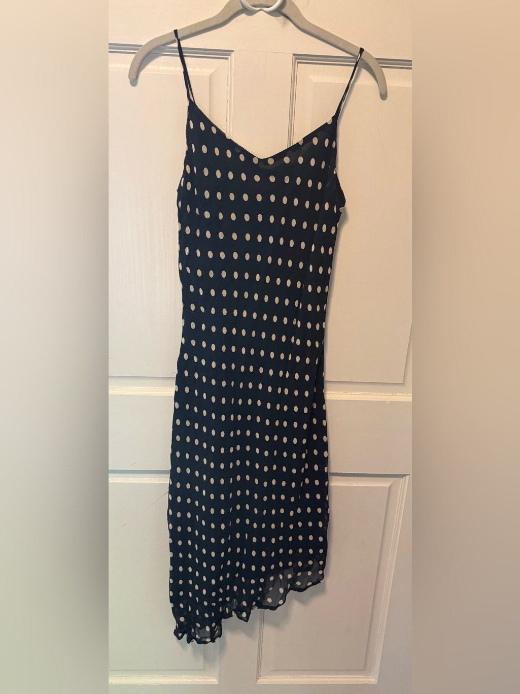 Vintage Y2k Lapis Los Angeles Navy Polka Dot Slip Midi Dress Women’s M Medium